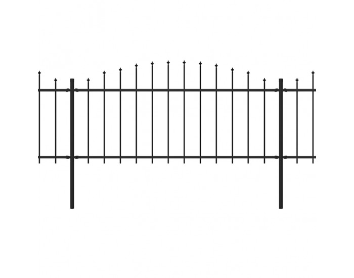 Sonata Градинска ограда с пики, стомана, (0,5-0,75)x13,6 м, черна
