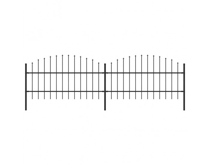 Sonata Градинска ограда с пики, стомана, (0,75-1)x3,4 м, черна