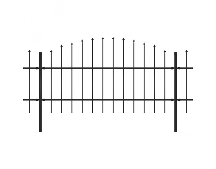 Sonata Градинска ограда с пики, стомана, (0,75-1)x3,4 м, черна