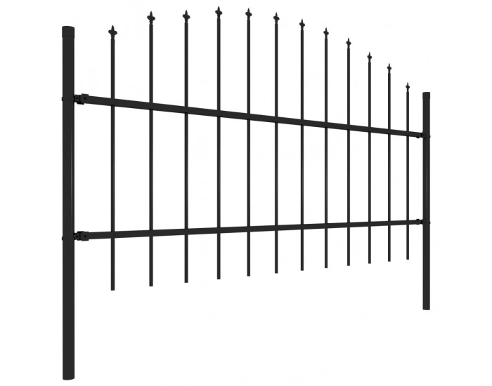 Sonata Градинска ограда с пики, стомана, (0,75-1)x3,4 м, черна