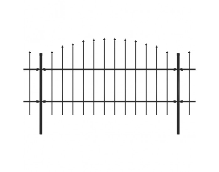 Sonata Градинска ограда с пики, стомана, (0,75-1)x6,8 м, черна