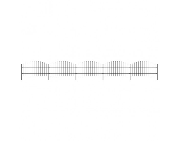 Sonata Градинска ограда с пики, стомана, (0,75-1)x8,5 м, черна Sonata Градинска ограда с пики, стомана, (0,75-1)x8,5 м, черна