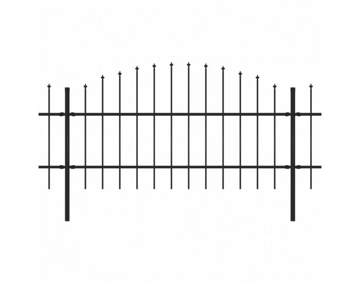 Sonata Градинска ограда с пики, стомана, (0,75-1)x10,2 м, черна