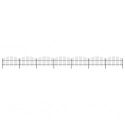 Sonata Градинска ограда с пики, стомана, (0,75-1)x11,9 м, черна - Огради
