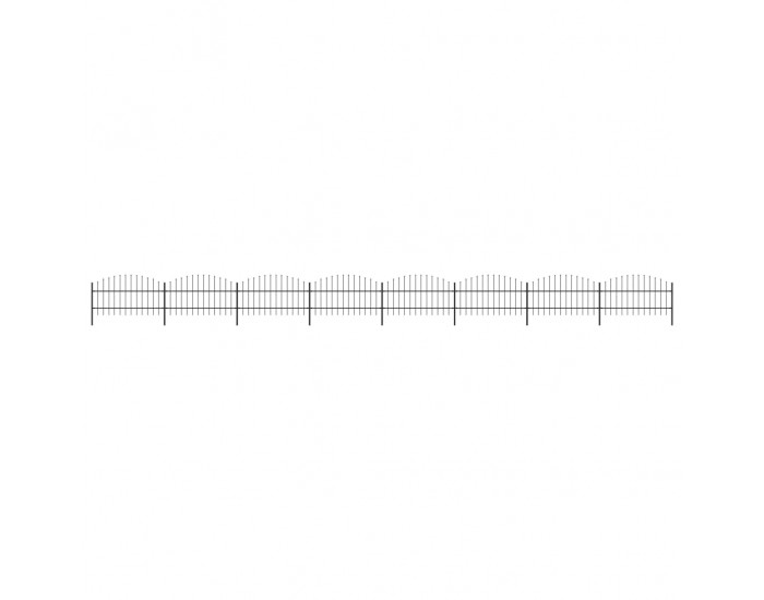 Sonata Градинска ограда с пики, стомана, (0,75-1)x13,6 м, черна