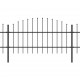 Sonata Градинска ограда с пики, стомана, (0,75-1)x13,6 м, черна