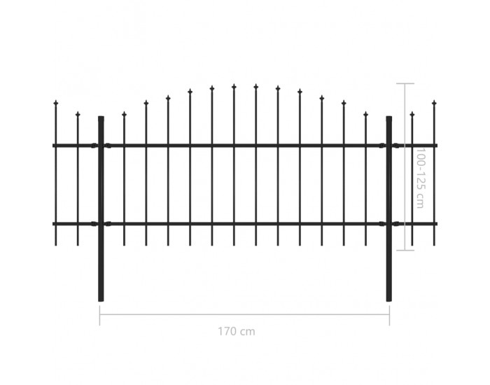 Sonata Градинска ограда с пики, (1-1,25)x3,4 м, стомана, черна