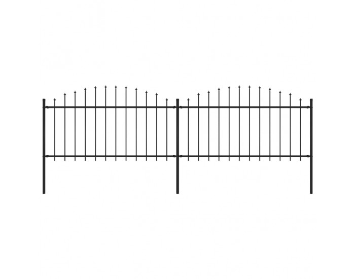 Sonata Градинска ограда с пики, стомана, (1,25-1,5)x3,4 м, черна