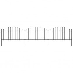 Sonata Градинска ограда с пики, стомана, (1,25-1,5)x5,1 м, черна - Огради