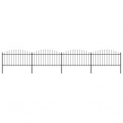 Sonata Градинска ограда с пики, стомана, (1,25-1,5)x6,8 м, черна - Огради