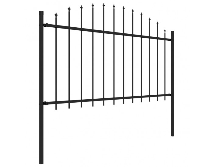 Sonata Градинска ограда с пики, стомана, (1,25-1,5)x6,8 м, черна