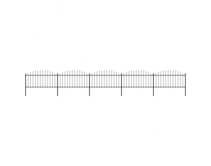 Sonata Градинска ограда с пики, стомана, (1,25-1,5)x8,5 м, черна