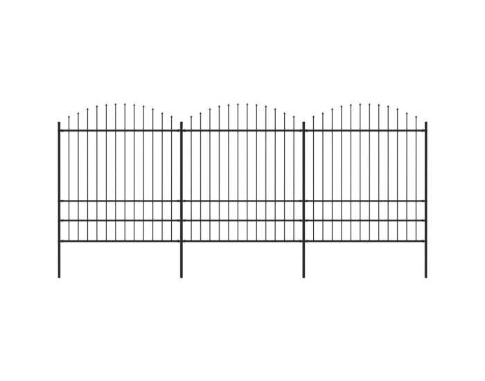 Sonata Градинска ограда с пики, стомана, (1,75-2)x5,1 м, черна
