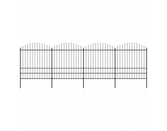 Sonata Градинска ограда с пики, стомана, (1,75-2)x6,8 м, черна
