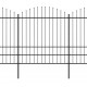 Sonata Градинска ограда с пики, стомана, (1,75-2)x6,8 м, черна