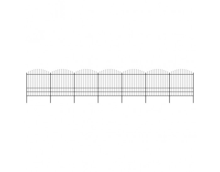 Sonata Градинска ограда с пики, стомана, (1,75-2)x11,9 м, черна