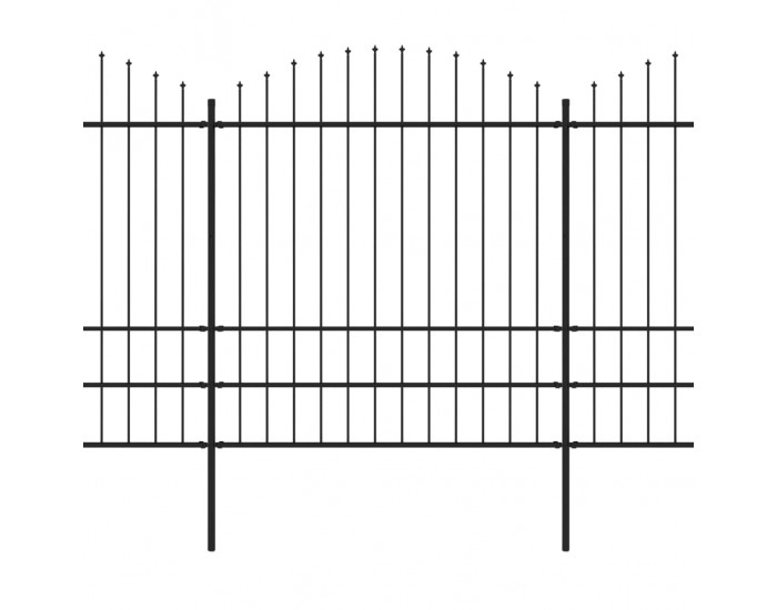 Sonata Градинска ограда с пики, стомана, (1,75-2)x11,9 м, черна