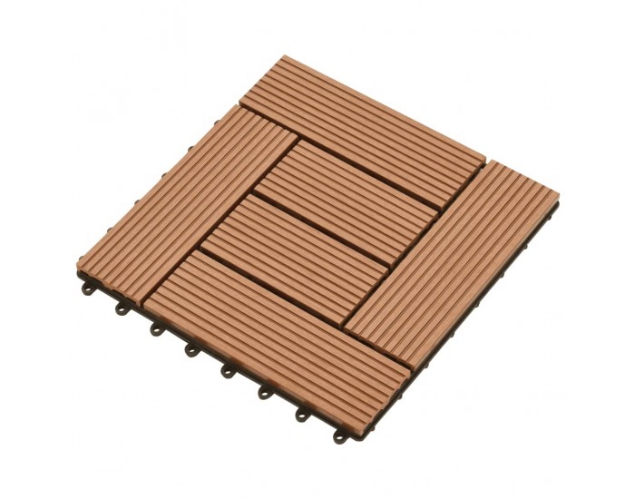 Sonata 22 бр декинг плочки, 30x30 см, 2 кв.м., WPC, кафяви Sonata 22 бр декинг плочки, 30x30 см, 2 кв.м., WPC, кафяви