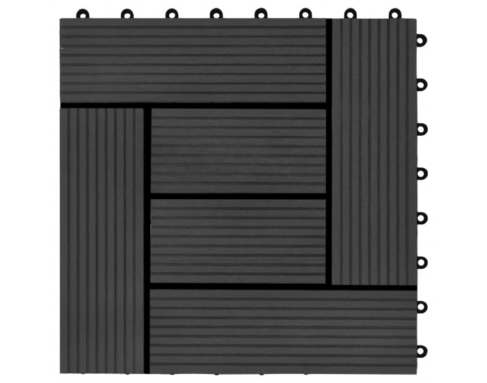 Sonata 22 бр декинг плочки, 30x30 см, 2 кв.м., WPC, черни