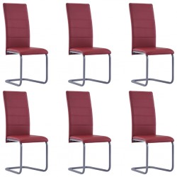 Sonata Конзолни трапезни столове, 6 бр, червени, изкуствена кожа - Столове