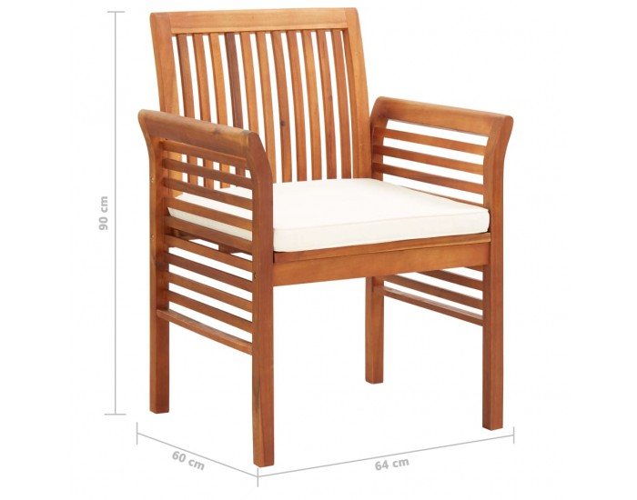 Sonata Градински трапезен стол с възглавница, акация масив