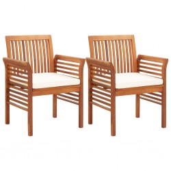Sonata Градински трапезни столове с възглавници, 2 бр, акация масив - Градина