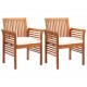 Sonata Градински трапезни столове с възглавници, 2 бр, акация масив
