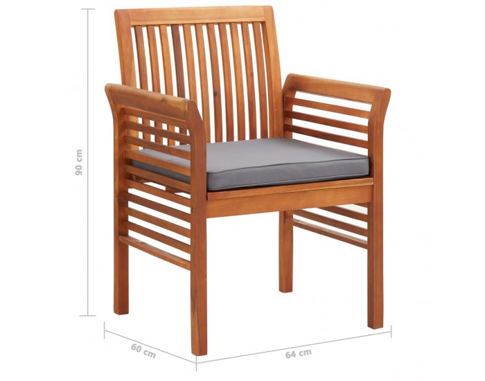 Sonata Градински трапезни столове с възглавници, 2 бр, акация масив