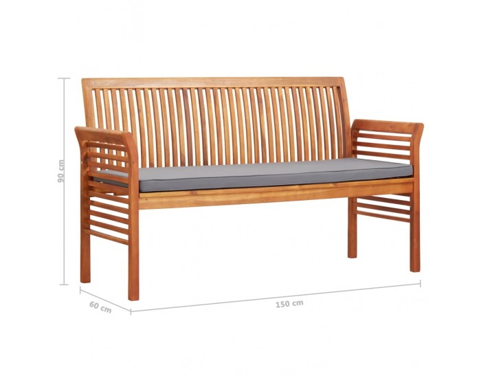 Sonata 3-местна градинска пейка с възглавница, 150 см, акация масив