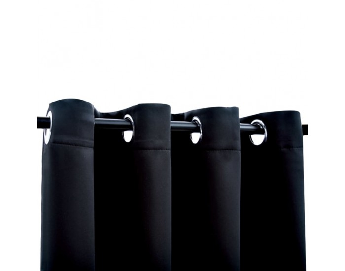 Sonata Затъмняващи завеси с метални халки, 2 бр, черни, 140x225 см