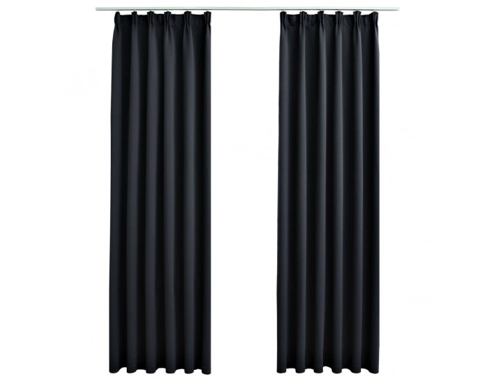 Sonata Затъмняващи завеси с куки, 2 бр, черни, 140x225 см