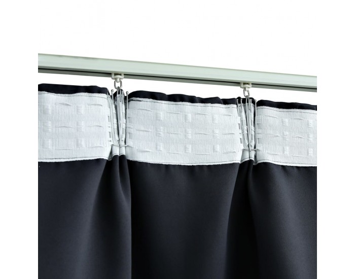 Sonata Затъмняващи завеси с куки, 2 бр, антрацит, 140x225 см
