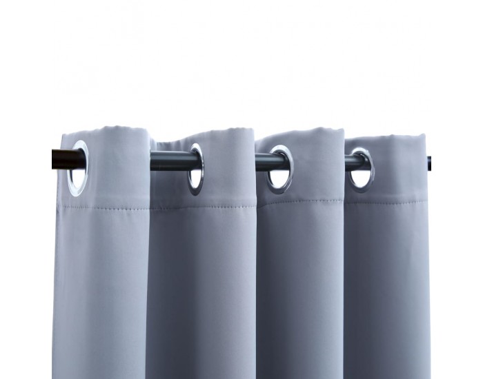 Sonata Затъмняващи завеси с метални халки, 2 бр, сиви, 140x225 см