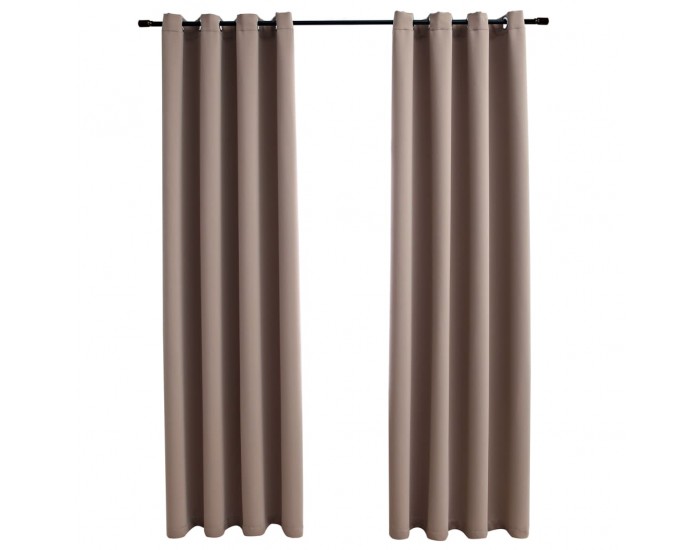 Sonata Затъмняващи завеси с метални халки, 2 бр, таупе, 140x225 см