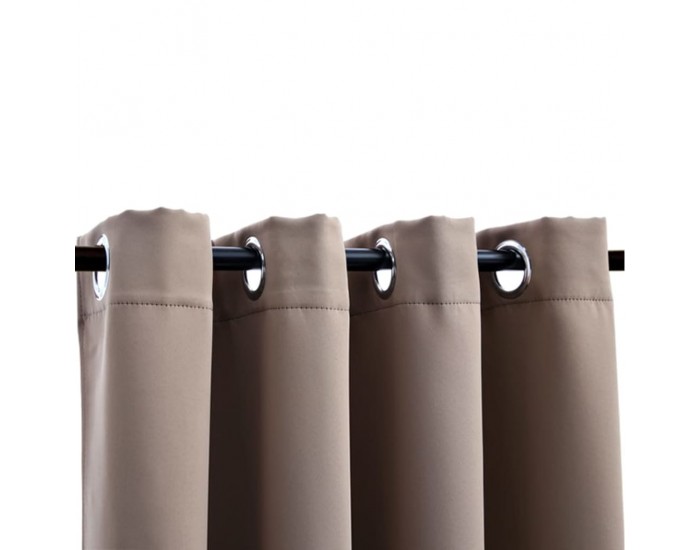 Sonata Затъмняващи завеси с метални халки, 2 бр, таупе, 140x225 см