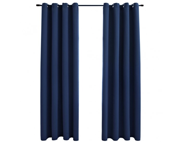 Sonata Затъмняващи завеси с метални халки, 2 бр, сини, 140x225 см