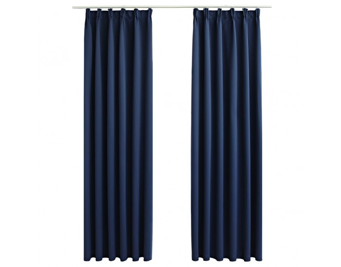 Sonata Затъмняващи завеси с куки, 2 бр, сини, 140x225 см