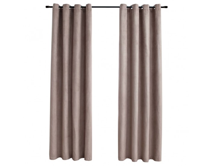 Sonata Затъмняващи завеси с метални халки, 2 бр, таупе, 140x225 см