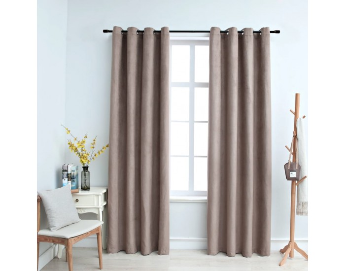 Sonata Затъмняващи завеси с метални халки, 2 бр, таупе, 140x225 см