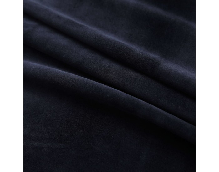 Sonata Затъмняващи завеси с халки, 2 бр, кадифе, черни, 140x175 см