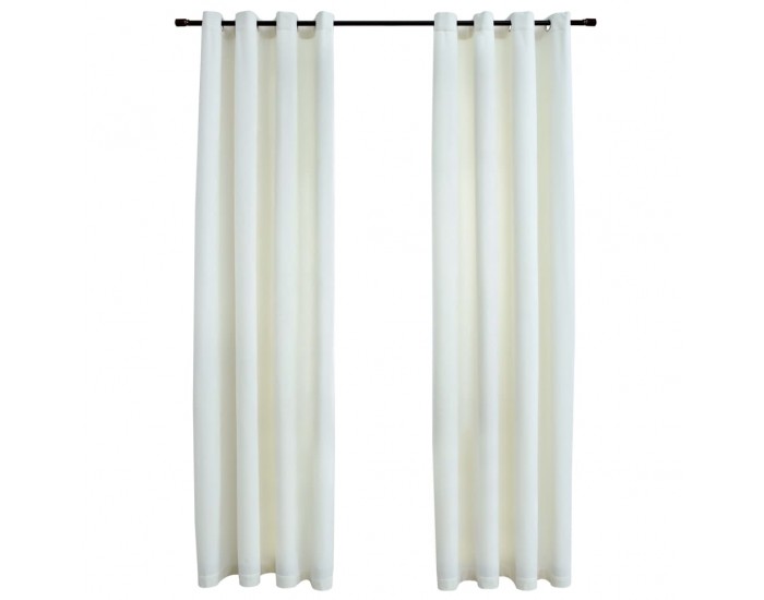 Sonata Затъмняващи завеси с халки, 2 бр, кадифе, кремави, 140x245 см