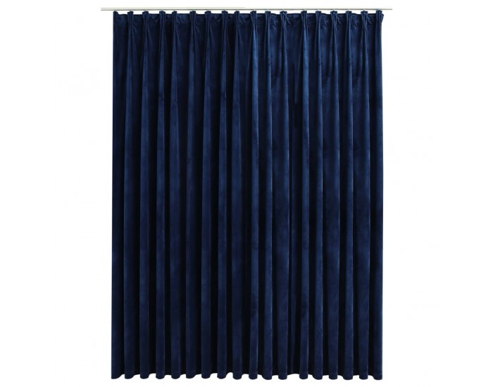 Sonata Затъмняваща завеса с куки, кадифе, тъмносиньо, 290x245 см