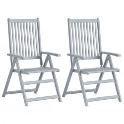 Sonata Градински накланящи се столове, 2 бр, сиви, акация масив - Градина