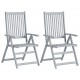 Sonata Градински накланящи се столове, 2 бр, сиви, акация масив