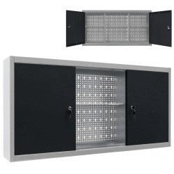Sonata Стенен шкаф за инструменти, индустриален, метал, сиво и черно - Офис