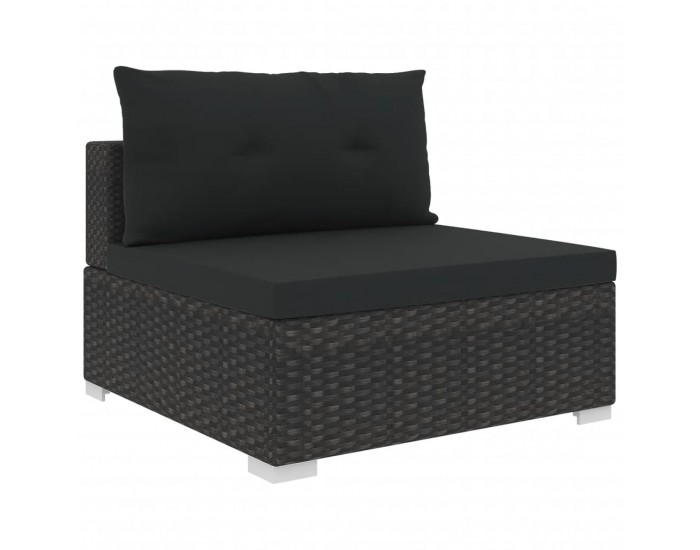 Sonata Градински комплект с възглавници, 10 части, черен полиратан