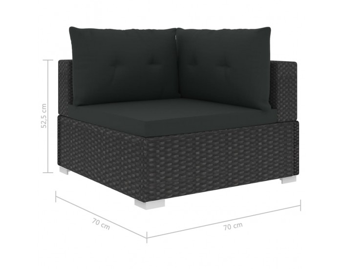 Sonata Градински комплект с възглавници, 10 части, черен полиратан