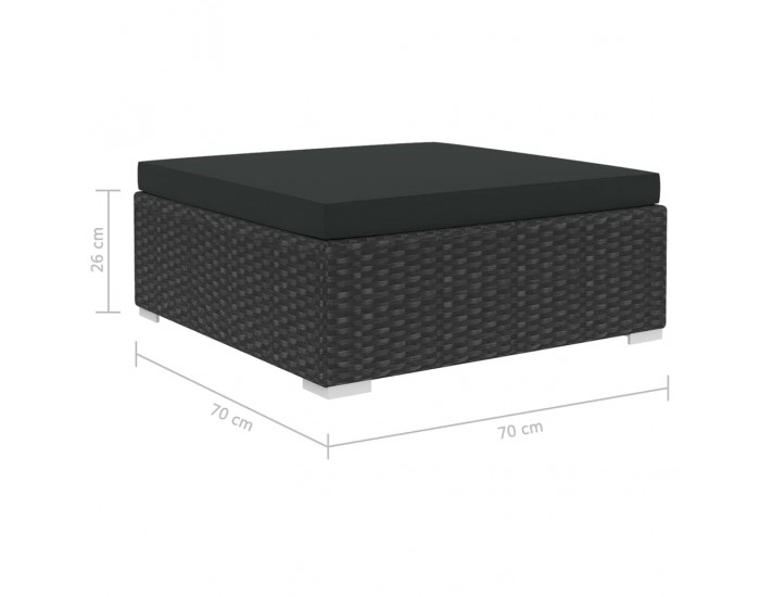 Sonata Градински комплект с възглавници, 10 части, черен полиратан