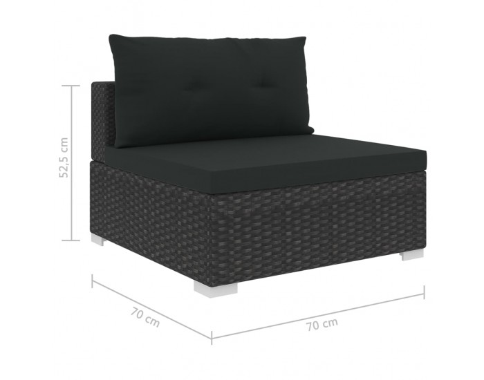 Sonata Градински комплект с възглавници, 10 части, черен полиратан