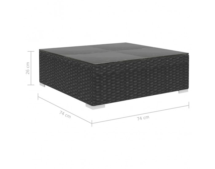 Sonata Градински комплект с възглавници, 10 части, черен полиратан